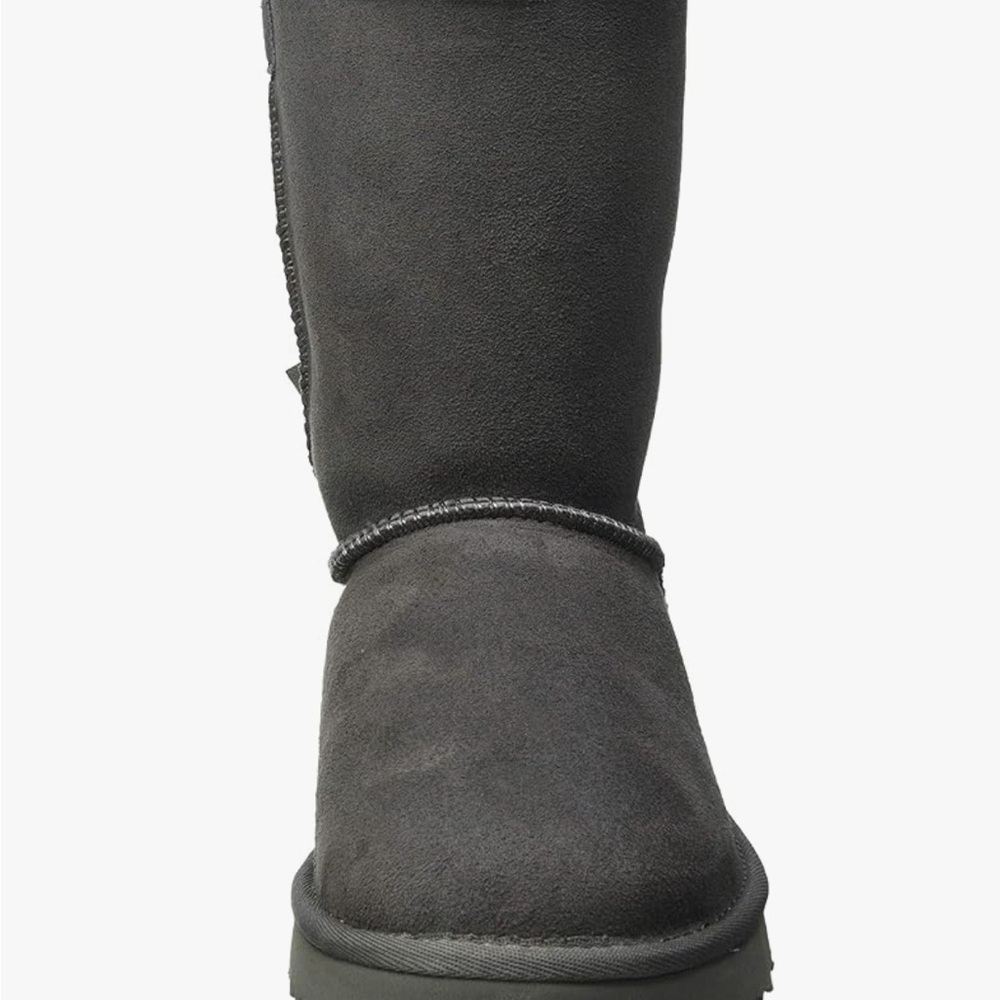 GUC Uggs Women’s Winter Gray Suede Boots with Corduroy Bows Fleece Lined Ankle - Picture 14 of 15